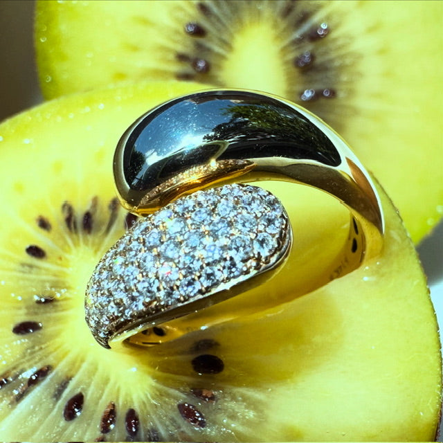 Yellow Gold and Diamond Bypass Ring
