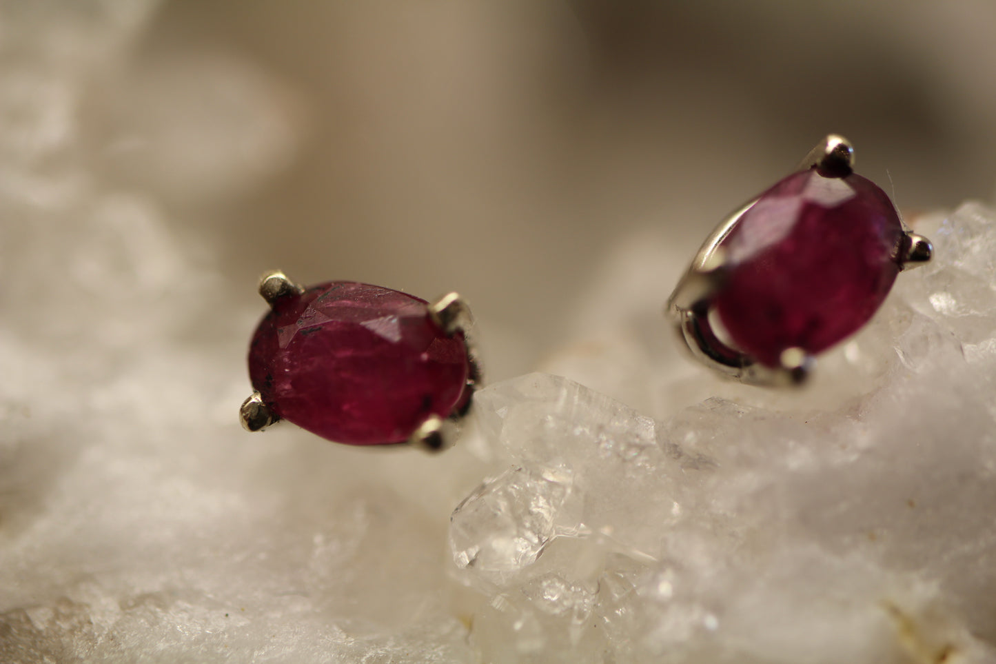 Genuine Ruby Stud Earrings