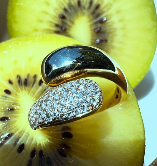 Yellow Gold and Diamond Bypass Ring