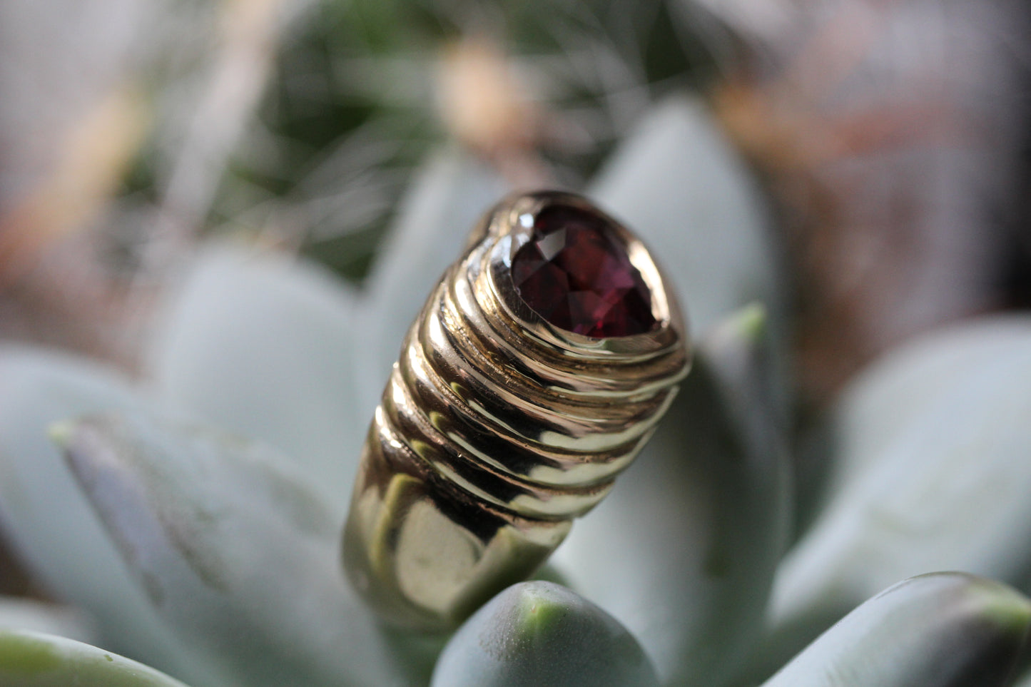 Rhodolite Heart Yellow Gold Ring