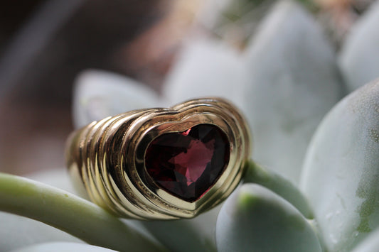 Rhodolite Heart Yellow Gold Ring