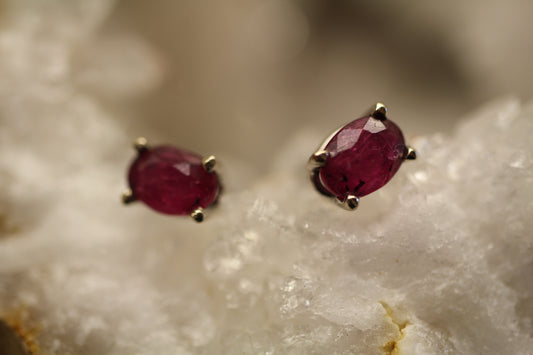 Genuine Ruby Stud Earrings